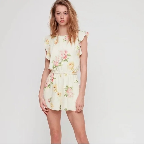 Aritzia Women’s Yellow Rose Romper - Picture 1 of 5